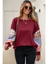 Load image into Gallery viewer, Sandalwood Plaid Patchwork Sweatshirt