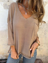 Load image into Gallery viewer, Oversized V-Neck Knit Top *