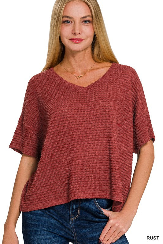 Fran Short Sleeve Jacquard Sweater