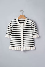 Load image into Gallery viewer, Stripe Ruffle Knit Sweater Cardigan