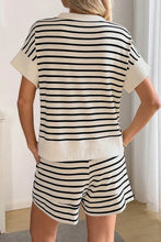 Load image into Gallery viewer, Stripe Zip Polo Tee Short 2pcs Outfit