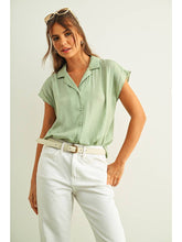 Load image into Gallery viewer, Button Down Cap Sleeve Shirt *