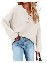 Load image into Gallery viewer, Button Vneck Pullover Knit Sweater