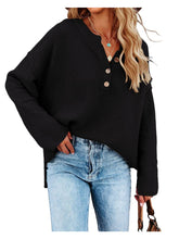 Load image into Gallery viewer, Button Vneck Pullover Knit Sweater