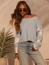 Load image into Gallery viewer, Baby Blue Checkerboard Sweater