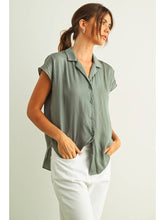 Load image into Gallery viewer, Button Down Cap Sleeve Shirt *