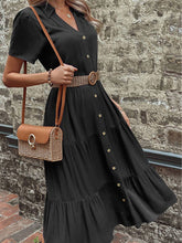 Load image into Gallery viewer, Short Sleeve Button Up Cake Dress