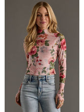 Load image into Gallery viewer, Pink & Green Floral Mesh Top