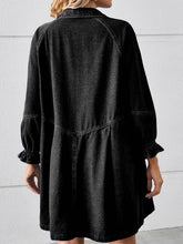 Load image into Gallery viewer, Loose Black Long Sleeve Denim Short dress
