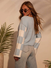 Load image into Gallery viewer, Baby Blue Checkerboard Sweater
