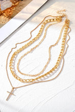 Load image into Gallery viewer, Gold Cross Pendant Stacked Necklace
