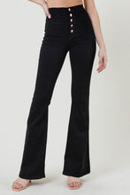 Load image into Gallery viewer, HIGH RISE TENCEL FLARE JEAN 5 ROSE GOLD BUTTON
