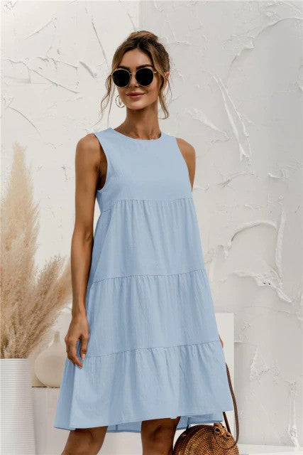 Sleeveless Crew Neck Casual Summer Dress