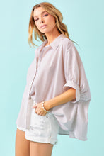 Load image into Gallery viewer, Flowy Textured Striped Button Down Shirt
