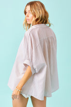 Load image into Gallery viewer, Flowy Textured Striped Button Down Shirt
