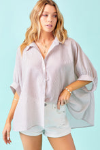 Load image into Gallery viewer, Flowy Textured Striped Button Down Shirt

