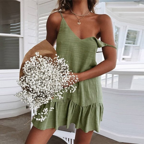 Spaghetti Strap Ruffled Mini Dress