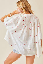 Load image into Gallery viewer, Embroidered Red Stars Oversized Button Down Shirt
