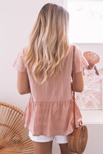 Load image into Gallery viewer, Hailey B. Short Sleeve Buttoned Peplum Top
