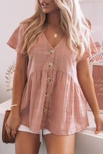Load image into Gallery viewer, Hailey B. Short Sleeve Buttoned Peplum Top
