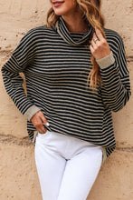 Load image into Gallery viewer, Black Striped Turtleneck Sweater
