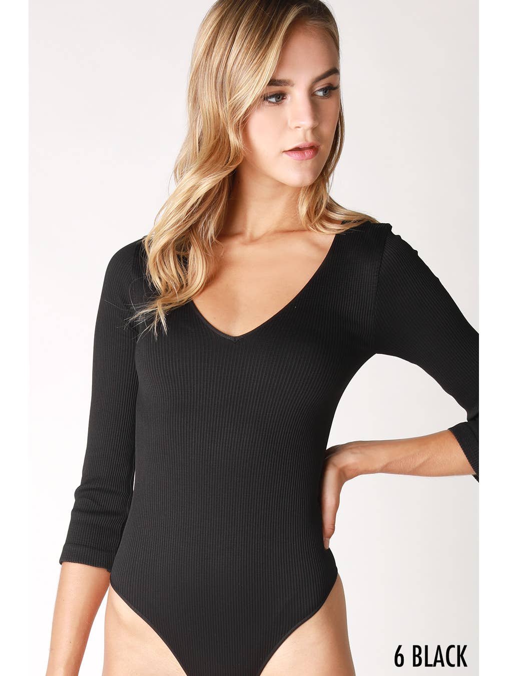 Flora Ribbed V-Neck Bodysuit