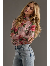 Load image into Gallery viewer, Pink &amp; Green Floral Mesh Top
