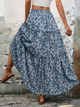 Load image into Gallery viewer, Blue Floral Three-Layer Long Skirt
