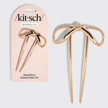Load image into Gallery viewer, Kitsch Mini Gold Bow French Hair Pin
