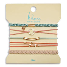 Load image into Gallery viewer, K'lani "Live" Teal &amp; Coral Hair Tie Bracelets
