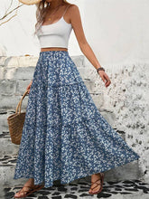 Load image into Gallery viewer, Blue Floral Three-Layer Long Skirt
