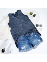 Load image into Gallery viewer, Mineral Wash Sleeveless V-Neck Tunic with Side Slit
