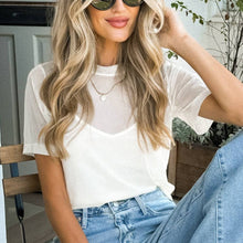 Load image into Gallery viewer, Millie White Mesh Short Sleeve Top

