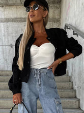 Load image into Gallery viewer, Black Baseball Collar Jacket
