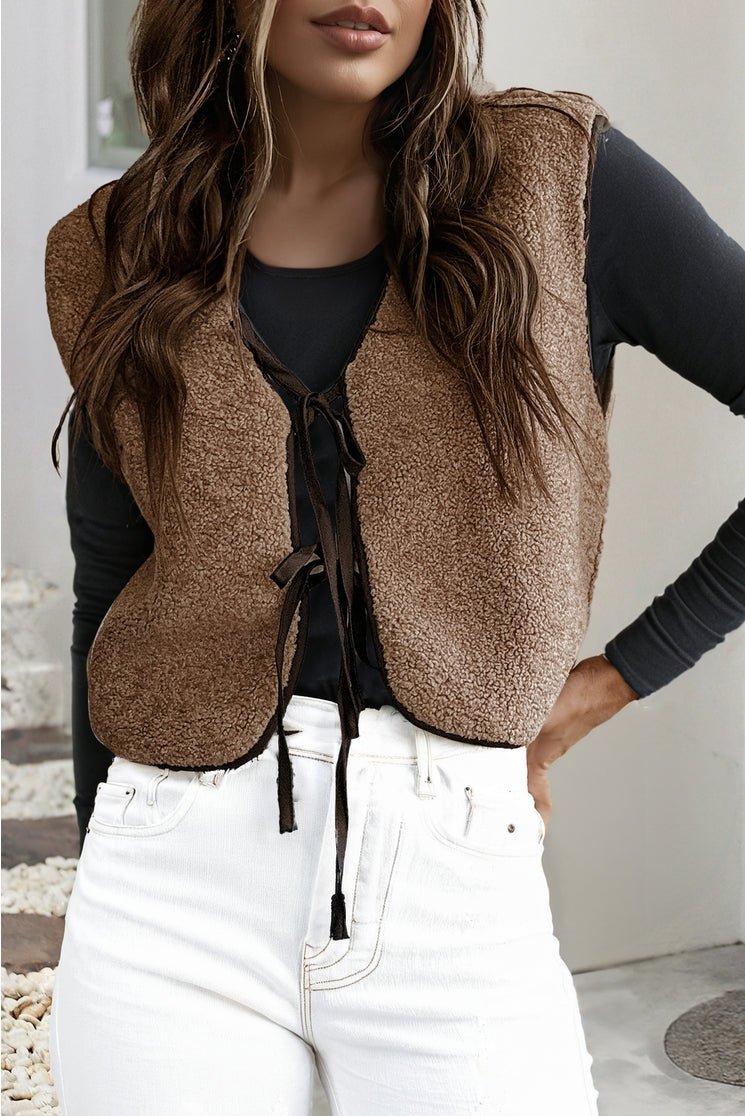 Sherpa Tie Front Vest
