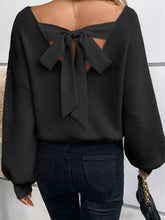 Load image into Gallery viewer, Lantern Sleeve Knot Back Sweater
