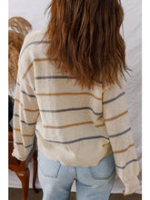 Load image into Gallery viewer, Striped Buttoned V Neck Cardigan Sweater
