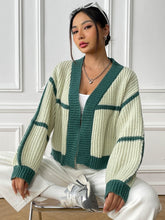Load image into Gallery viewer, Green Patchwork Short Cardigan
