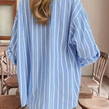 Load image into Gallery viewer, Blue Pinstripes Casual button Down
