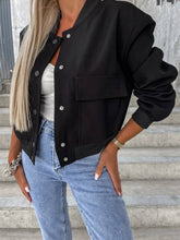 Load image into Gallery viewer, Black Baseball Collar Jacket

