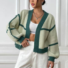 Load image into Gallery viewer, Green Patchwork Short Cardigan
