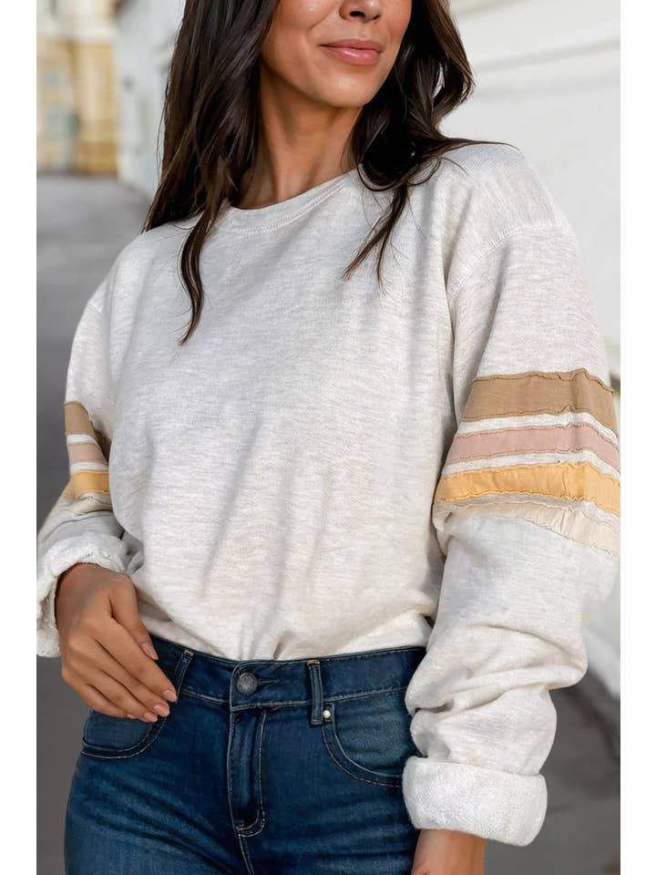 Stripe Sleeve Loose fit Sweatshirt