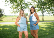Load image into Gallery viewer, Washed Chambray Overall Shorts
